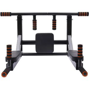 3in1 Pull up bar - Dip station - Buik trainer - Multifunctioneel Fitness Station - Fitnessapparatuur - Thuis Gym - Wandmontage - Zwart