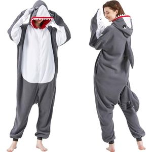 Haasdier Pajama Onesie voor Volwassenen - Haai Kostuum voor Halloween Cosplay en Slapen