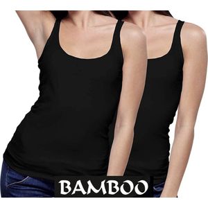 Bamboe - Dames Top - Zwart - Tank Top Model - 2 Paar - 95% Bamboe - Superzacht