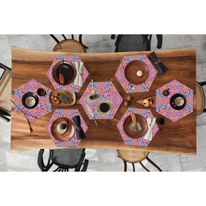 Placemats hexagon - Onderleggers placemats - Placemat zeshoek - Patronen - Lavalamp - Abstract - 8 stuks