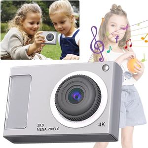 Mini CCD - HD 1080P - 48 MP, 4x zoom, compacte digitale camera met dubbele lenzen en ondersteuning voor 32 GB-kaart voor jongens, meisjes, tieners, cadeau - zilver