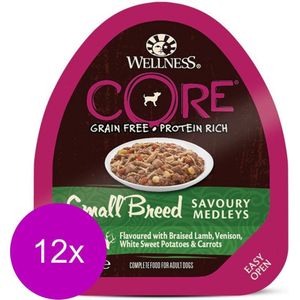 12x Wellness Core Hondenvoer Small Savoury Medleys Lam - Hert 85 gr