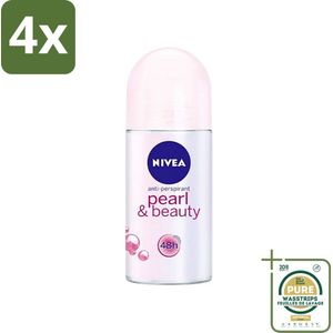 Nivea - Deodorant - Roller - Pearl & Beauty - Anti-Transpirant - 50 ml - Voordeelverpakking - 4 stuks - 48 uur bescherming - Deodorant roller