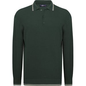 Jimmy Sanders - Gebreide Polo Trui - Donkergroen - 100% Katoen - Heren - Polo Kraag