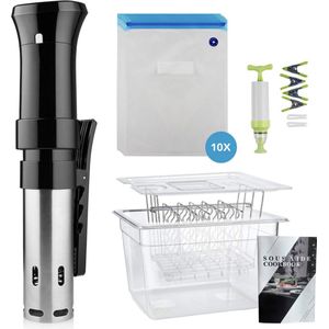 Nimma Sous Vide set - Incl Sous Vide Stick, Vacuumzakken en Pomp, Waterbak, Rek - BPA-Vrij - 12 Liter