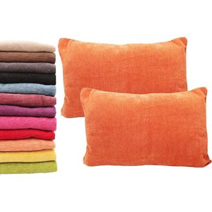 Set van 2 kussenhoezen, 40 x 60 cm, zachte chenille stof, kussenhoezen met verborgen rits, decoratief voor bank en bed (oranje, 40 x 60 cm)