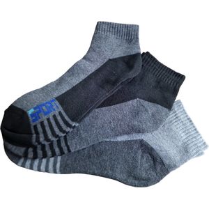 Ruinur Sport Sneakersokken - Enkelsokken - 3 Paar- Maat 40-46 - Donkergrijs-Multicolour