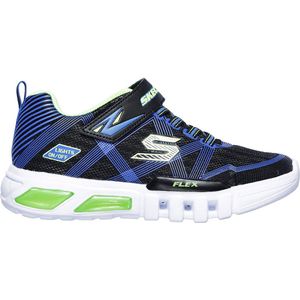 Skechers Flex Glow Jongens Sneakers - Black Blue Lime - Maat 34