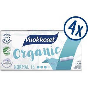 Vuokkoset Normaal Tampons - Organisch Katoen - 64 Stuks - Biologisch - Gevoelige Huid - Nordic Swan Eco Label