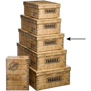5Five Opbergdoos/box - houtkleur - L40 x B26.5 x H14 cm - Stevig karton - Woodybox