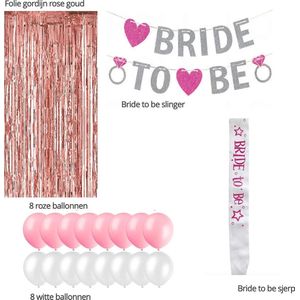 Bride to be- Vrijgezellenfeest- Rose goud- Versiering- Decoratie- Ballonnen.
