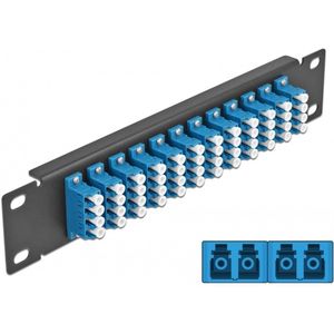 Delock - 10 Inch - Glasvezel Patch Panel - Zwart - 12 Poorten LC Quad