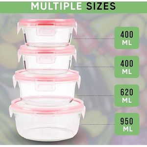 Voedselopbergcontainers - Set of Glass Food Storage Containers
