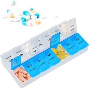 Relaxdays 2x pillendoos 7 dagen - 2 vakken per dag - pillendoosje - medicamenten doos