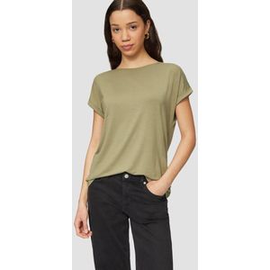 QS - Shirt - Olijfgroen - Effen - Kwartmouw - Losse Pasvorm