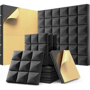 Akoestische Panelen – 30x30x5cm – Zelfklevend – Geluidsisolatie – Geluidsdemper – Noppenschuim– Acoustic Foam Panels – Wandpaneel – 12 stuks