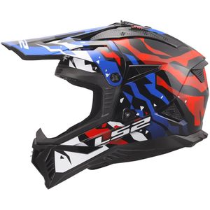 LS2 MX708 Fast II crosshelm Grotesk glans wit blauw rood XL