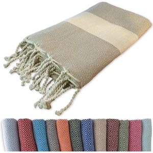 Fouta Deken 100 x 200 cm Compact Lang Dun Katoen - Strandlaken Capes Picknickdeken Hamamdoek Saunahanddoek Boho Decoratieve Sofa Deken Dames Heren Yoga Badhanddoek Handdoek (Bruin) strandlaken 100x200