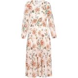 Usha - Jurk - Beige - Bloemenprint - Lange Mouw - Maxi Lengte