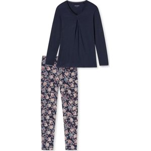 Schiesser Feminine Floral Comfort Fit Vrouwen Pyjamaset - Donkerblauw - Maat 42