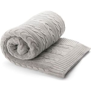 With a touch of Rose Plaid en Deken - Grijs - Biologisch katoen - Fairtrade