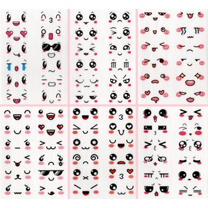 Ainy Emoji stickers - set van 6 stickervellen om je schoolspullen, bullet journal, fotoalbum, laptop, telefoon en waterfles levendig te maken - kawaii expressie voor jong en oud