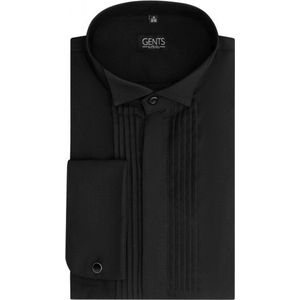 Gents - Smoking overhemd zwart plisse - Maat M