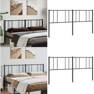 vidaXL Hoofdbord metaal zwart 200 cm - Hoofdbord - Hoofdborden - Hoofdeinde - Metalen Hoofdbord