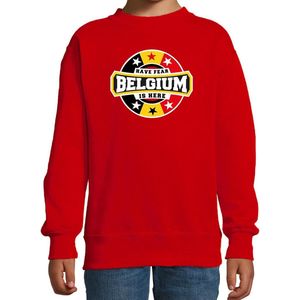 Have fear Belgium is here sweater met sterren embleem in de kleuren van de Belgische vlag - rood - kids - Belgie supporter / Belgisch elftal fan trui / EK / WK / kleding 98/104