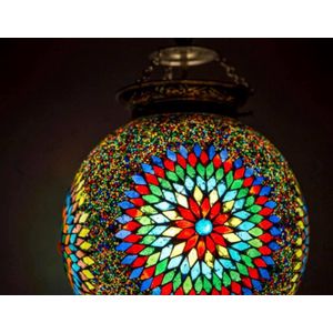 Oosterse kleurrijke hanglamp lampenkap 25cm Turkse Mozaïeklamp met ster