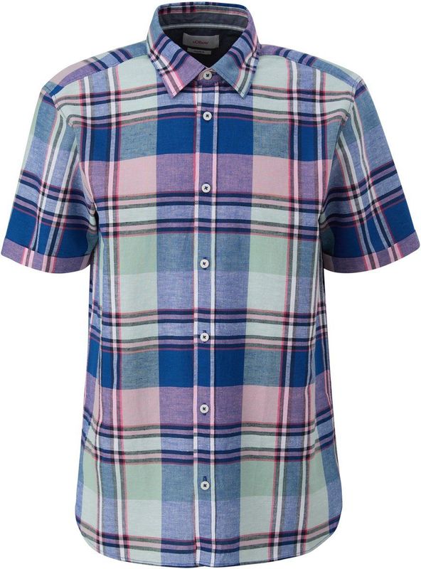 Overhemden - Rood - Linnenmix - Korte Mouwen - Knoopsluiting