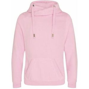 Cross Neck Hoodie  Unisex  Normal fit Baby Pink maat S
