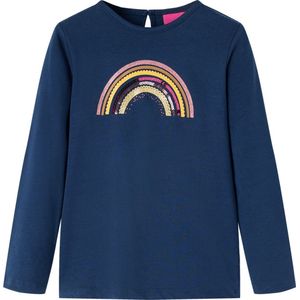 vidaXL-Kindershirt-met-lange-mouwen-regenboogprint-116-marineblauw