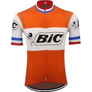 Retro oranje wielertrui Bic maat S