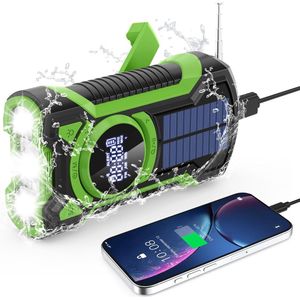 PULUZ 1 Stuks Groene Noodradio - Handbediende Dynamo Zaklamp Met Bluetooth - Zonne-Energie Powerbank - Engelse Versie Klassieke Nooduitrusting