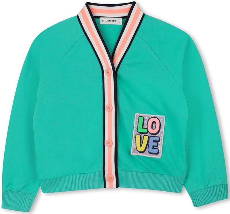 Billieblush - U21390 - Trui - Fleece - Knoopsluiting - Driekleurige Streep