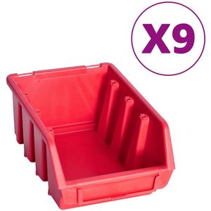 vidaXL Opslagbakkenset - 103-delig - Rood/Zwart Opbergbakjes - Opslagkasten - Gereedschapsschuif - Garage Organisatie - Werkplaatsinrichting