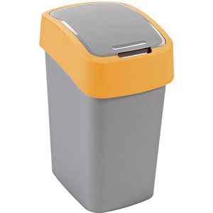 Cuver - Prullenbak / Afvalbak met deksel - Grijs met oranje frame - 25L, Flip Bin