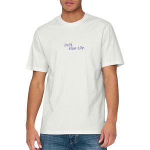 Only & Sons - KYE - Shirt - Blauw/Geel/Lila/Wit - Jersey, Ronde Hals, Kwartmouw