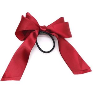Haar Styling Elastiekje met Zijde Strik - haarclip paardenstaart tool - haar strikje elastiekjes met Strik - Bordeaux Rood