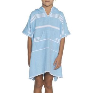 Kids Zwemponcho Leyla Turquoise - 2-3 jaar - jongens/meisjes/unisex pasvorm - poncho handdoek voor kinderen met capuchon - zwemponcho - badcape - badponcho