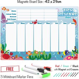 CKB ltd - Familieagenda planbord weekplanner familie kalender beloningssysteem week agenda white bord magnetisch voor kinderen - Ocean Creatures