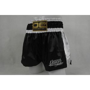 Danger Eco Muay Thai Shorts - Satijn - zwart/wit - maat S