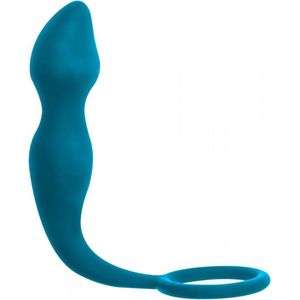 Lola Toys - SpiceItUp! - Sensation - Licht gebogen Buttplug met Cockring Balzak Ring of Handgreep - Anaalplug - Prostaat Stimulatie - P-Spot - Unisex - 20cm x 3cm - Blauw