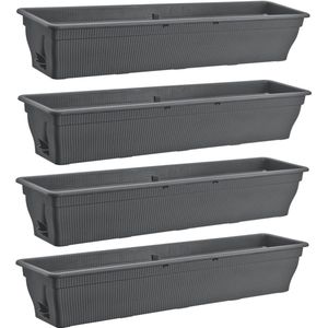 Balkonbak 100 cm met waterreservoir - Weerbestendige bloembak voor tuin en balkon - Grijs, 25 liter