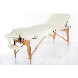RESTPRO Opvouwbare Massagetafel VIP 3 Crème - 3 zones - PU leer