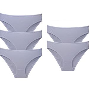 VANILLA - Dames ondergoed, Dames slip, Lingerie - 5 stuks - Egyptisch katoen - Wit - 3XL