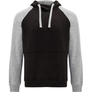 Zwarte / Grijze Hoodie met raglan mouwen model Badet merk Roly maat XL