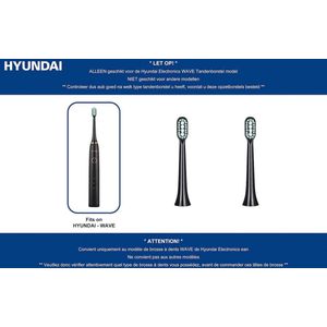 Hyundai Electronics - Elektrische Tandenborstel Wave - Opzetborstels hard - zwart - 2 stuks