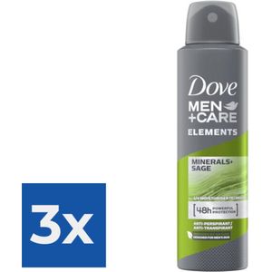 Dove Deospray Men - Care Minerals + Sage 150 ml - Voordeelverpakking 3 stuks